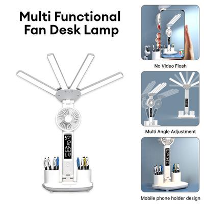 Multifunction Table Lamp Foldable with Clock Date Calendar USB Rechargeable Desk Light 3 Color Reading Lamp For Office Bedroom