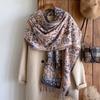 Ethnischer Stil Retro Kontrastfarbe Karomuster Blume Schal Damen vielseitige Quaste Imitation Kaschmir Schal mit hochwertigem Außenmaterial