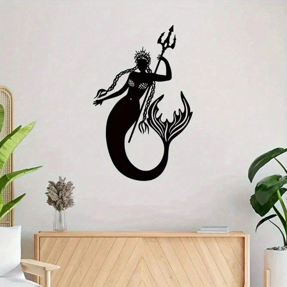 Artisanal Metal Mermaid & Merman Wall Art, Handmade Fantasy Home Decor, Modern Gothic Mythological Sculpture Atlantis