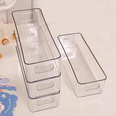 1PC Refrigerator Organizer Bins, Clear Stackable Plastic Food Storage Rack With Handles Eyelash Storage Box Makeup Organizer