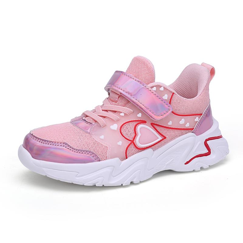 

Spring Autumn Kids Sneakers PU Girls Elegant Mesh Casual Light Children Non-slip Sports Shoe Fashion Breathable Running Shoes 28 розовый