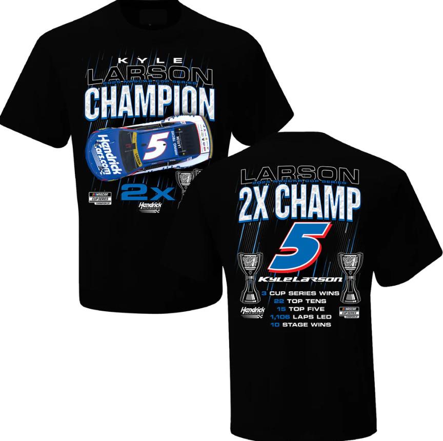 Kyle Larsonn Nascar 2X Championship Stats T-Shirt 2026 Reprint S