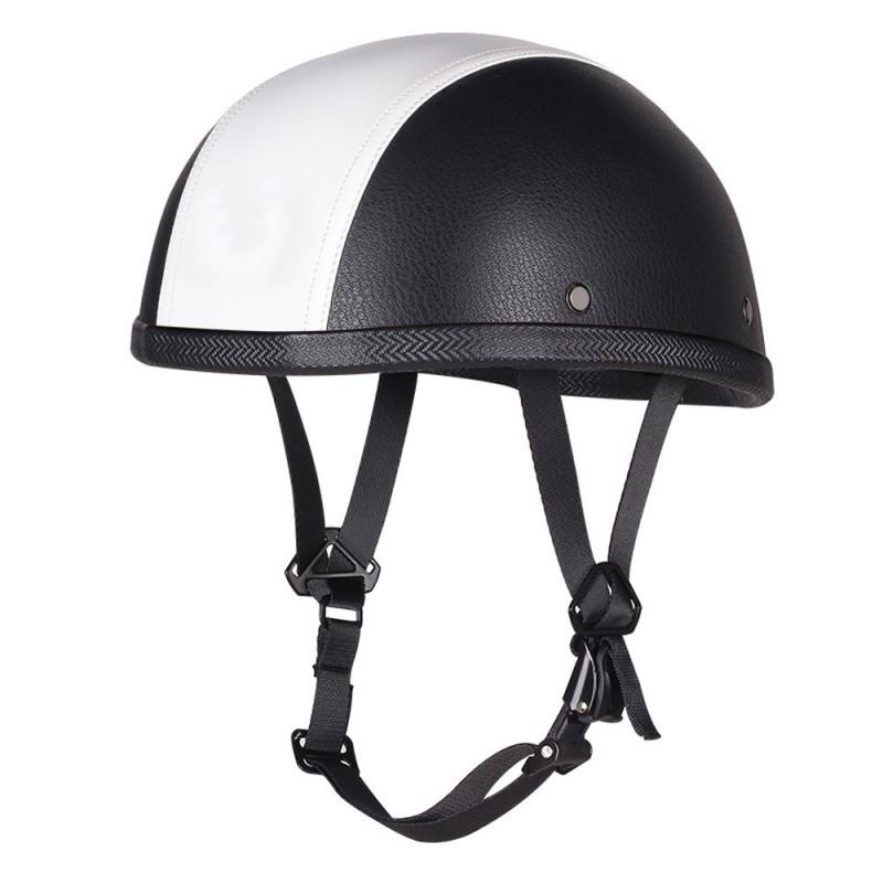 Vintage-Style Leather Half Helmet Adults Motorcycle Scooter Riding DOT Certified All Season Universal Fit