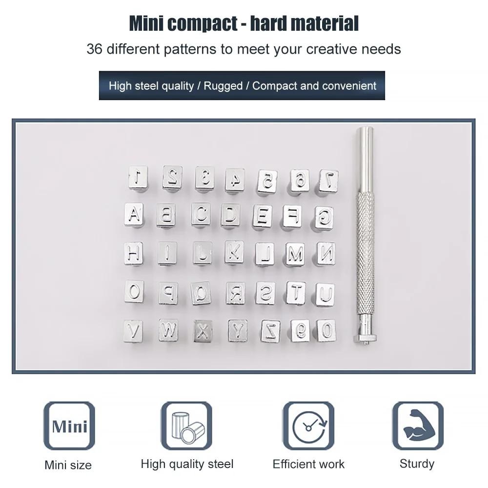 Steel Alphabet Number Stamp Kit 36Pcs DIY Leather Seal Engraving Craft Tool Metal Printing Mold for Leather Craft