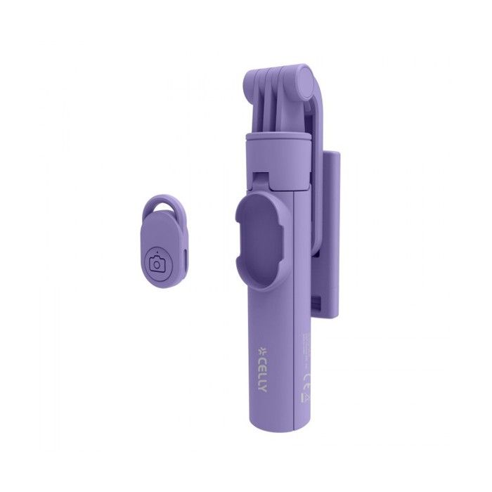 Selfie Stick Tripod - Celly - Clicksfstickvl - Purple - Remote Control Included - Compatible Smartphones