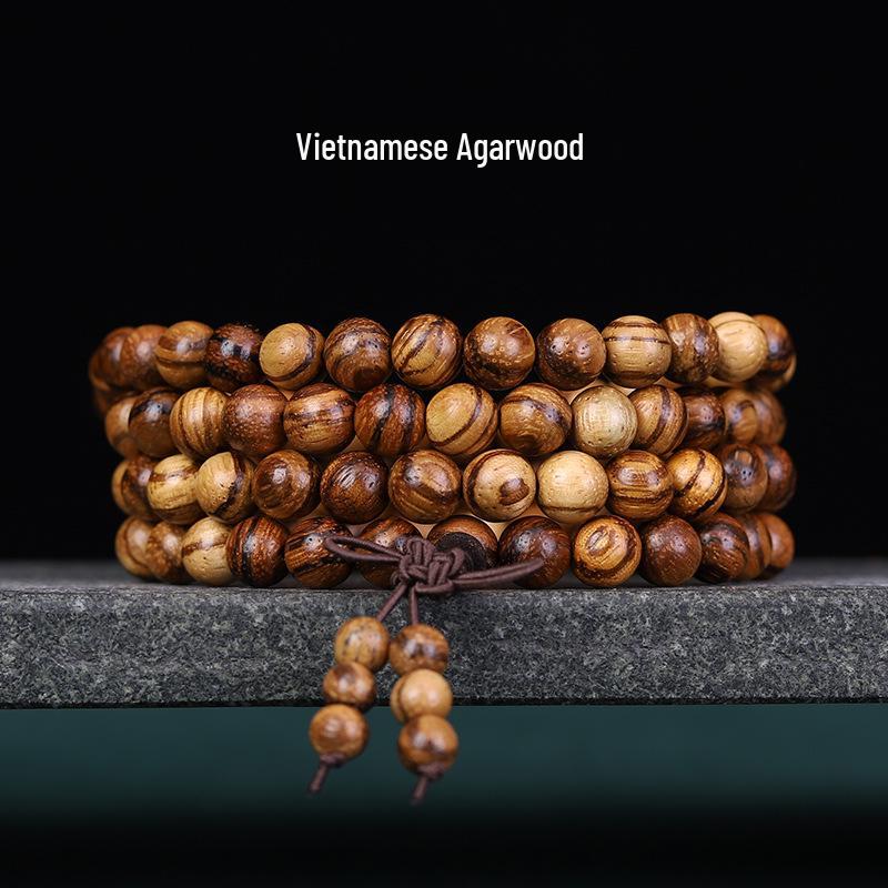 Buddhist 108 Beads Bracelet: Red Sandalwood, Green Sandalwood, Ebony Wood Rosary Necklace