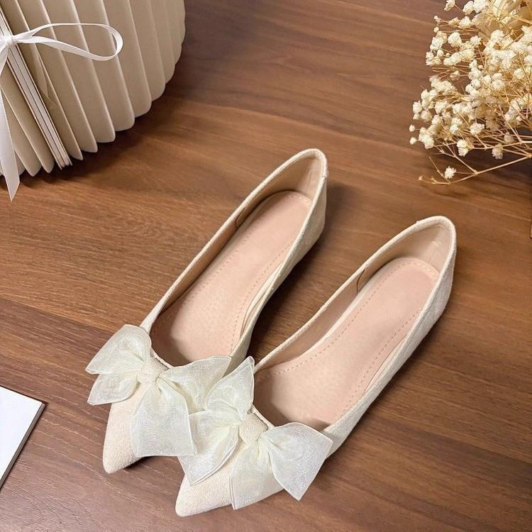 Pointed High Heels Women's Summer Girl Sweet Bow 2025 New Spring Versatile French Light Mouth Stiletto Shoes