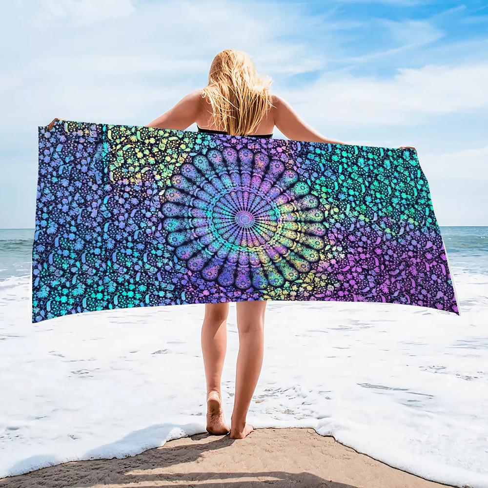 Moonlit Mushroom Floral Beach Towel Witchy Print Quick Dry Absorbent Towel for Women