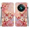 Handmade PU Leather Flip Case for Realme 12+ /Realme 12 Plus Anti-Slip Shockproof Cover with Wrist Strap & Heart/Rose Cat Designs