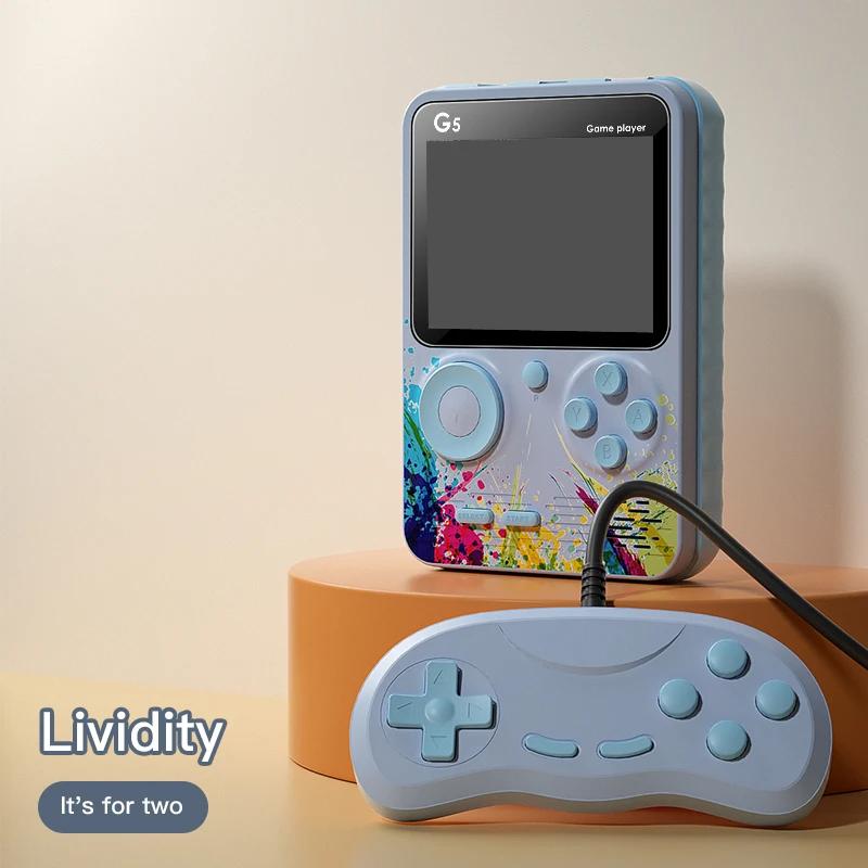G5 Retro Handheld Game Console With 500 Classic Games 3.0Inch Screen Portable Gamepad Macaron Color 1020mAH Rechargeable Battery