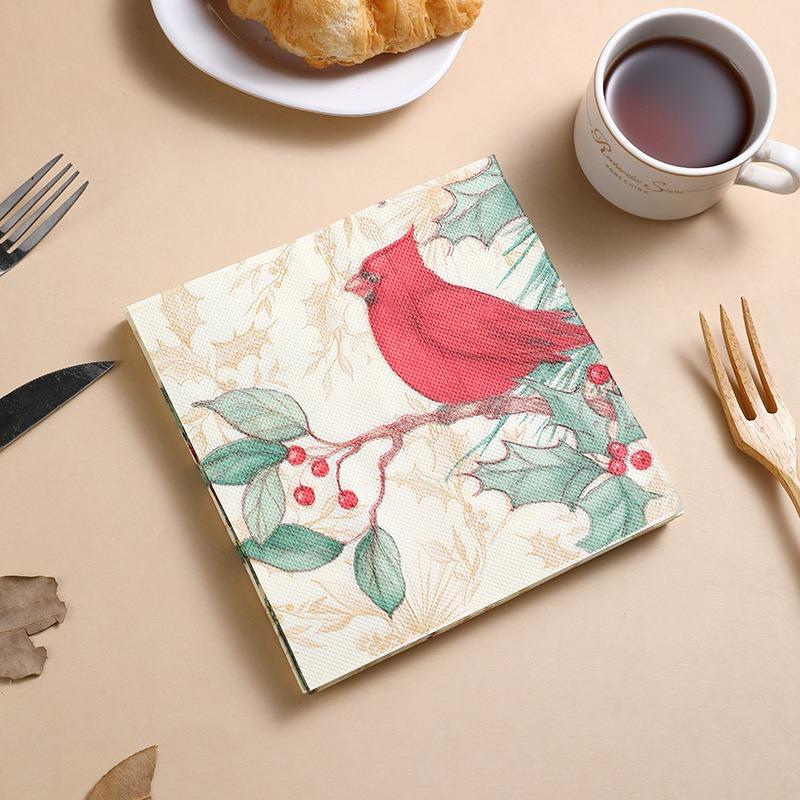 20pcs/pack 33x33cm Birds Flower Paper Cocktail Wedding Birthday Party Decoration Square Dinner Napkins