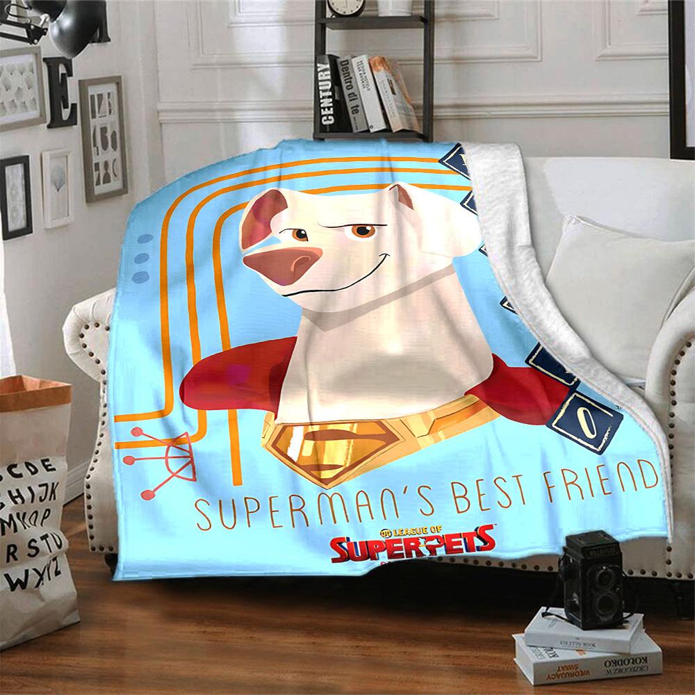 1pc DC Superdog Krypto Flannel Throw Blanket Lightweight Soft Warm All Season Blanket for Sofa, Bed, Travel,L1028037