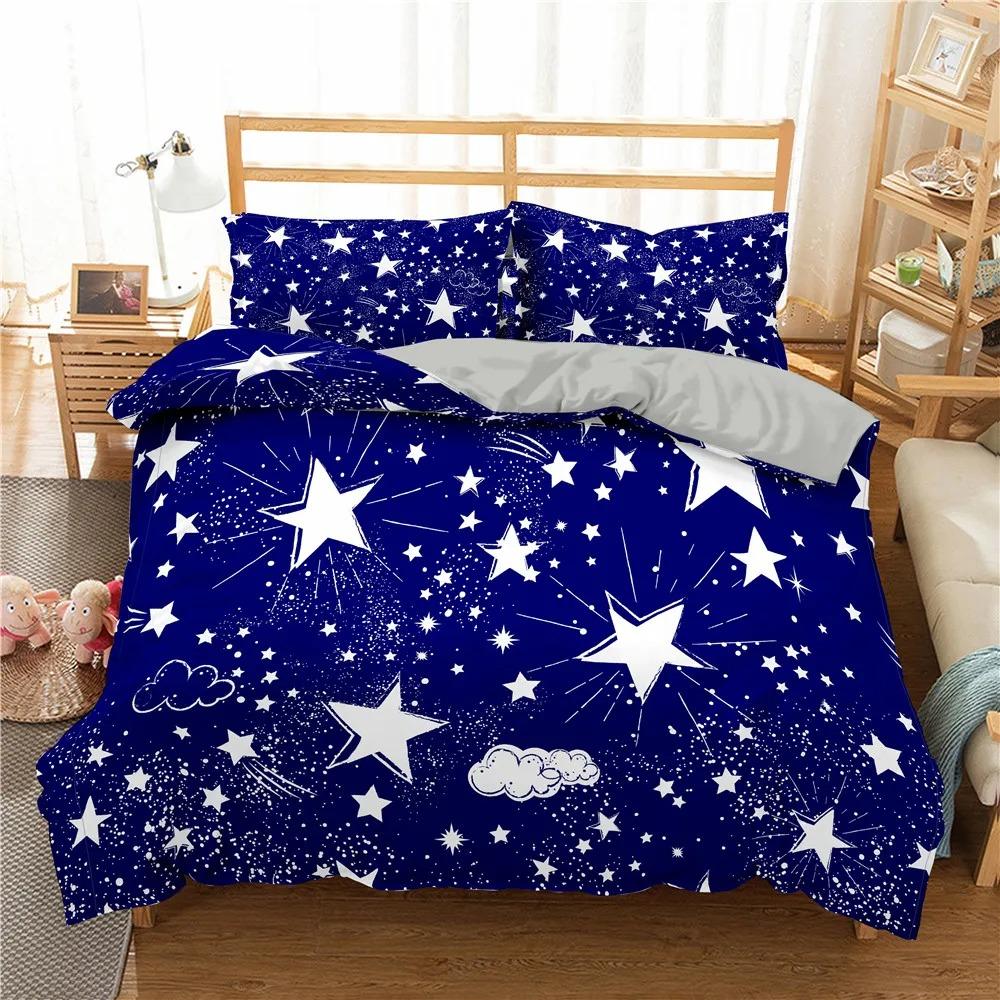 

Star Printed Bedding Set Queen Size Galaxy Duvet Cover Set Boy Fantasy Universe Comforter Cover Ultra-Soft Polyester Quilt Cover EU single(135x200cm)