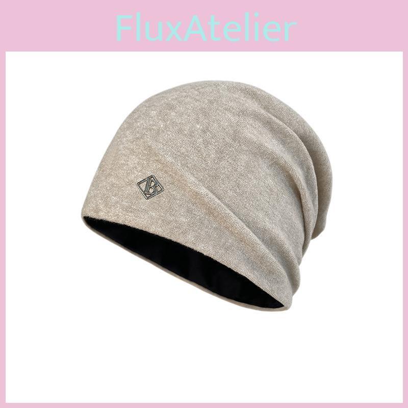 Solid Color Fashionable Pile Up Hat With Letter Decoration For Outdoor Daily
