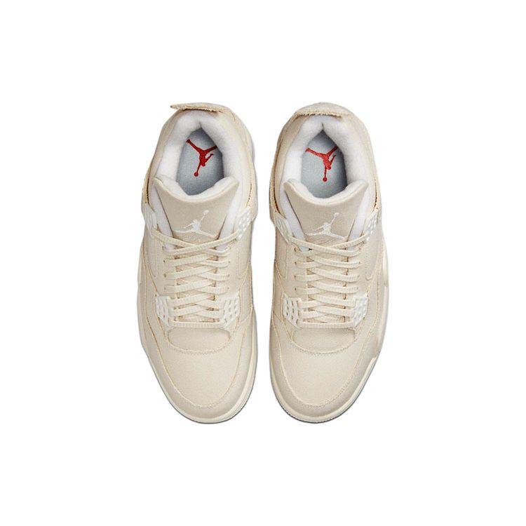 Air Jordan 4 Retro Blank Canvas Women Sneakers Cream Sail Cement-Grey DQ4909-100