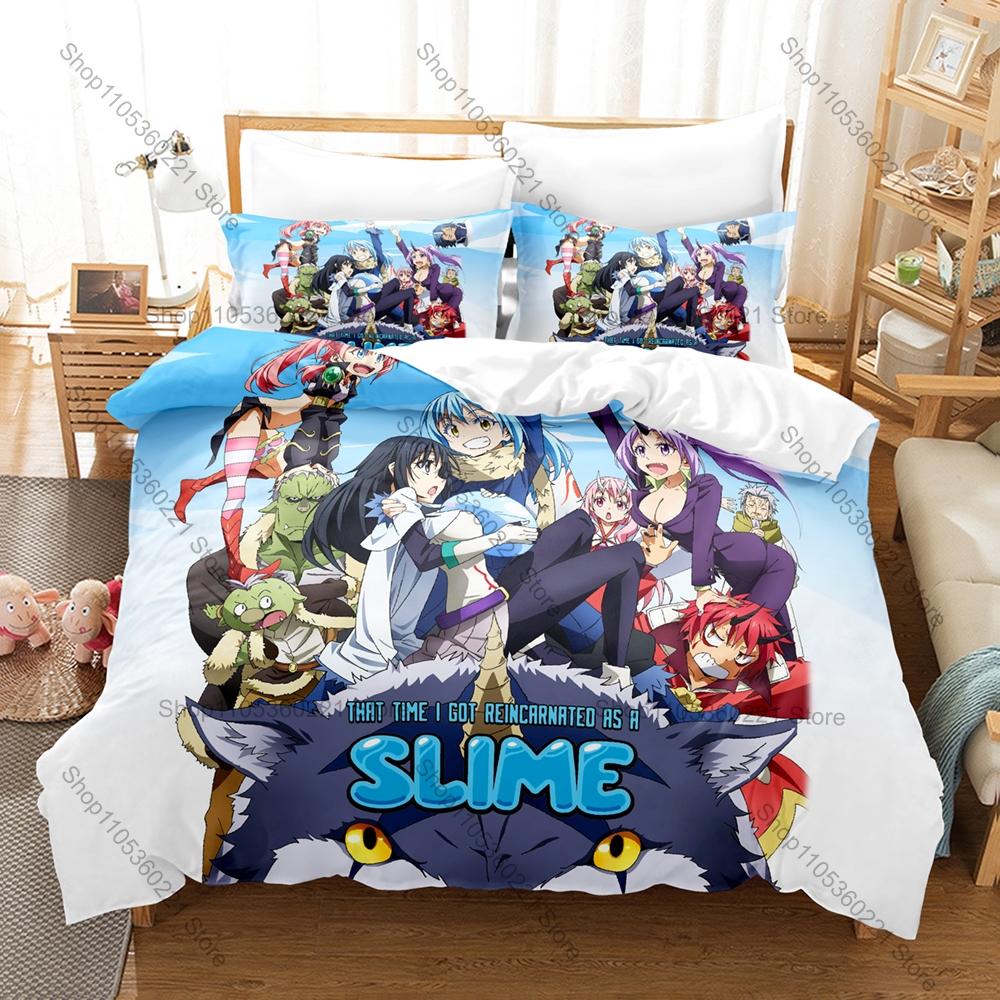 Cool Tensei Shitara Slime Datta Ken Anime Print Bedding Set 3in1 1 Duvet Cover 2 Pillowcases Soft Fabric Bedroom Textile For Ota