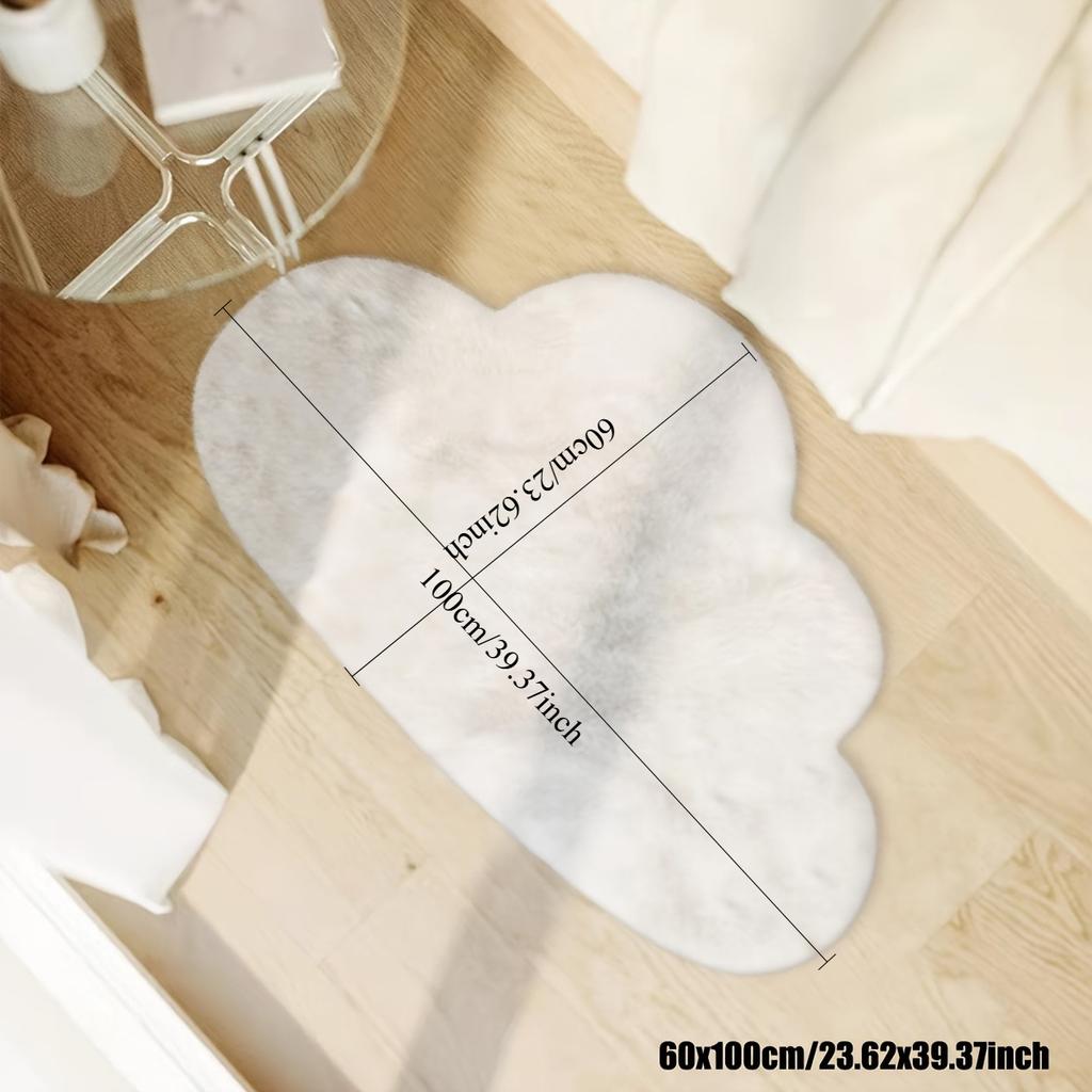 1pcs Faux Rabbit Fur Polyester Rug Irregular Woven Machine Washable Carpet for Living Room Bedroom Study Solid Color Floor Mat