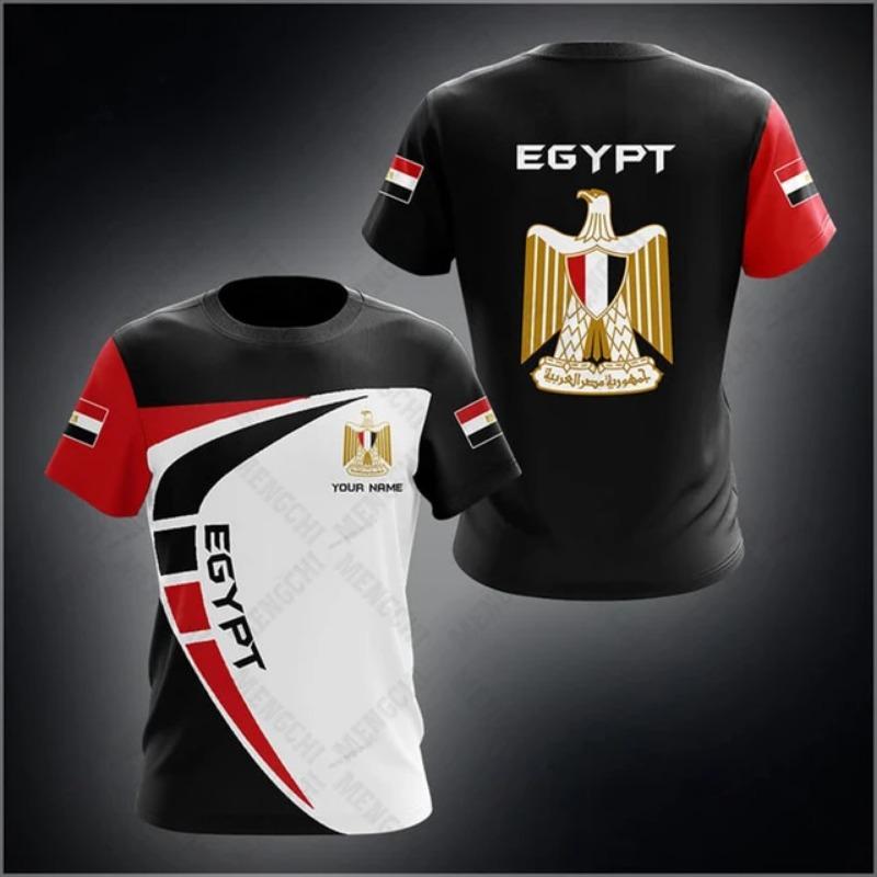 Egypt Flag & Coat of Arms Grafika Tričko Letní Ležérní Pulovr Pánská móda Trička s výstřihem do O Chlapci Oversized Topy s krátkým rukávem