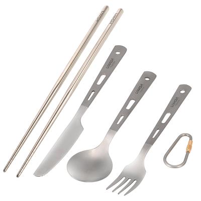 Titanium Tableware Camping Fork Spoon Cutter Chopsticks Ultra Light Outdoor Cutlery Set for Picnic Travel Backpacking Hiking Kitchen
