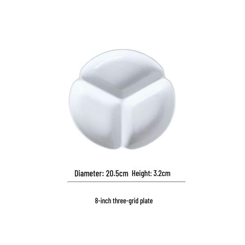 HUAIYI 8-inch Ceramic 3-Compartment Round Plate