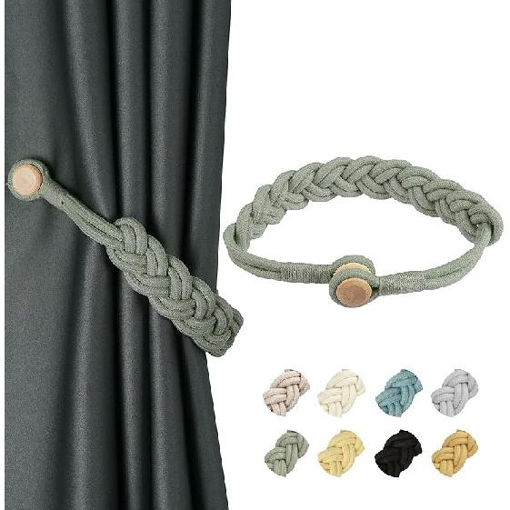 BEL AVENIR Магнитные плетеные подхваты для штор, держатели для штор (Слоновая кость Плетеный-2 шт.) Silver-1pack