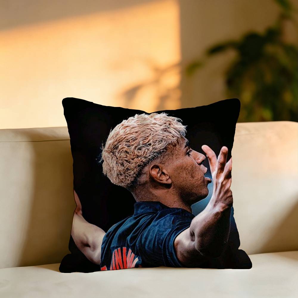 Football Star Lamine Yamal Pillow Case Square DoubleSided Sofa Cushion Cover Bedroom Bedside Pillow