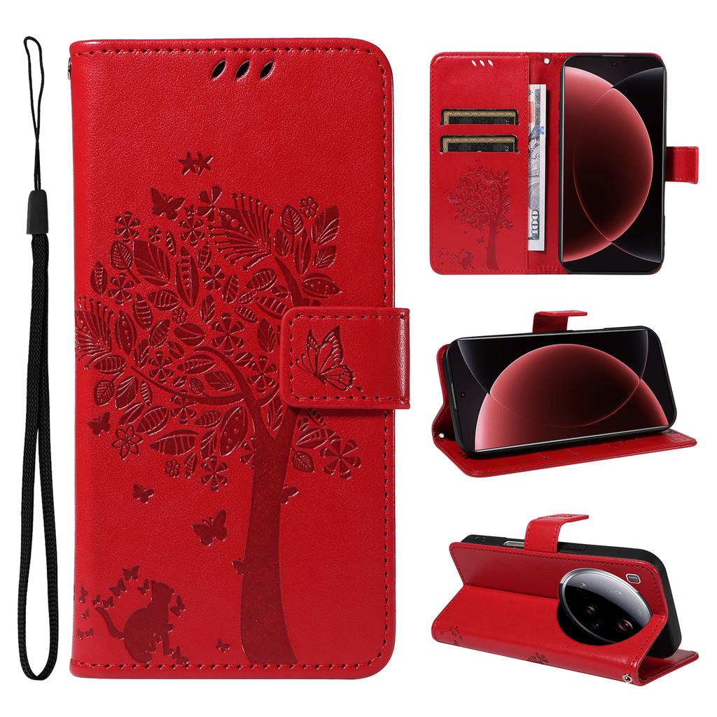 For Xiaomi 15 Ultra Phone Case with Stand Cat Tree Pattern Leather Wallet Mobile Cover
