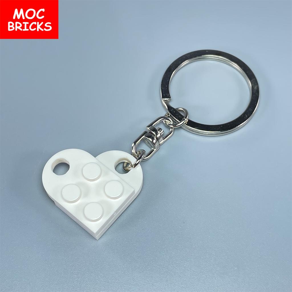Non-Toxic Moc Bricks Heart Key Chain Plate Modified 2X3 With Hole 3176 Coupling Love Thanksgiving Educational Building Block Lovers Gift