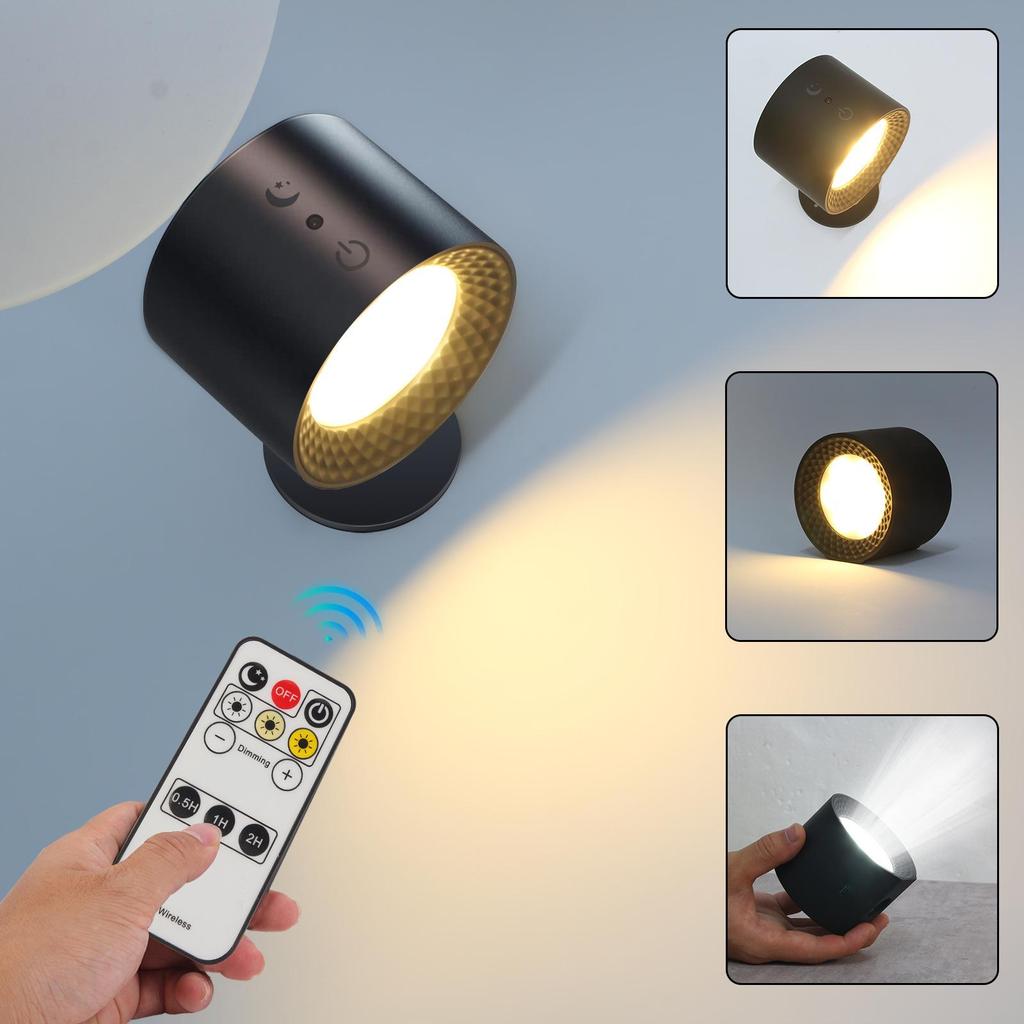 Rechargeable Smart LED Wall Lamp with Three-Color Dimming and Remote Control
