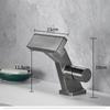 Bathroom Basin Faucet Gray Single Lever Hot and Cold Waterfall Crane Brass Sink Mixer Black Chrome Gray Tap