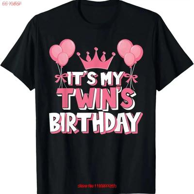 It's My Twin's Birthday Celebration T Shirt Vintage Washed Comfortable Homme Casual Soft Top For Everyday Wear Vintage Washed
