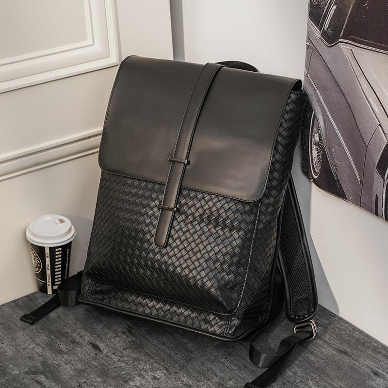 Woven Backpack, Korean Version Of Men'S Bag Business Leisure Backpack Student Bag Large Capacity Backpack Tide