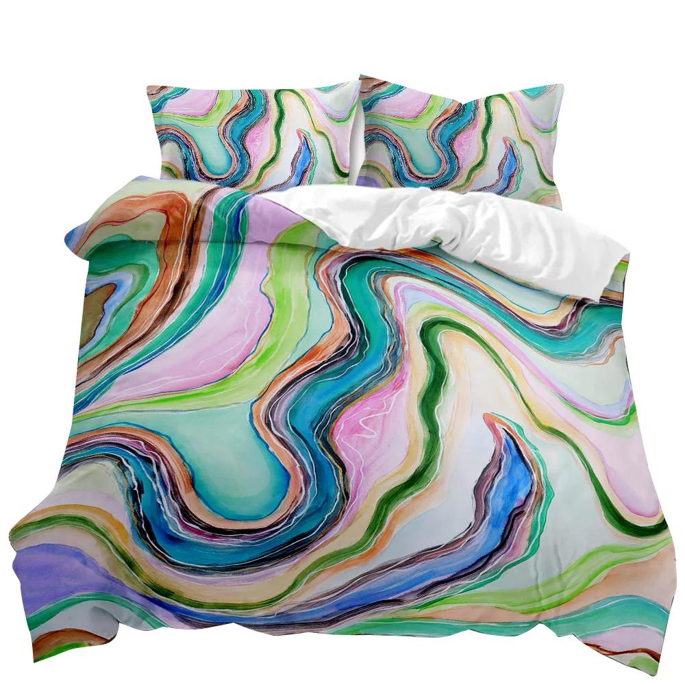 

BEST.WENSD Quality Reactive Printing Color flow texture series beding Set 20x230cm Soft Duvet Cover Sets Children Kids adult beding sets 135*200cm Eu-Single