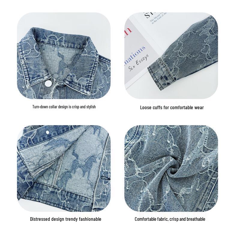 Boys' Spring Autumn Washed Denim Jacket