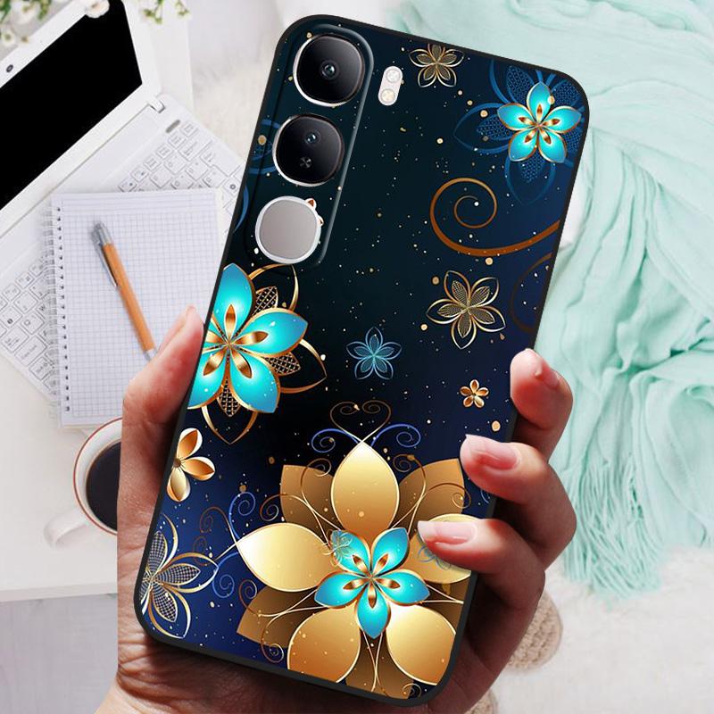 Vivo V40 Lite IDN V40SE Y200 Y300 Telefon Kılıfı Arka Kapak Moda Çiçek Kelebek Yumuşak TPU Kılıflar Vivo V 40 Lite V40 SE İçin