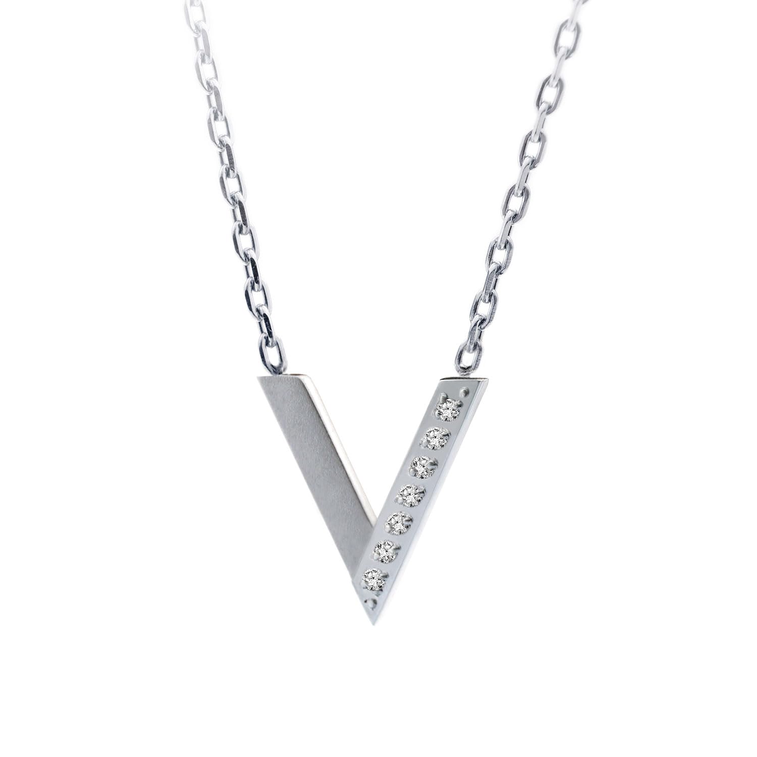 

[Petit Jewel YU-NA] Ожерелье V-образной формы, Нержавеющая сталь 316L, Подарок для пары, Годовщина, Рождество, ОЖЕРЕЛЬЕ V-ОБРАЗНОЙ ФОРМЫ (Размер S, Серебристый цвет (с Камнем))