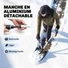 Portable Aluminum Snow Shovel, D-Shaped Handle, 45 cm Blade, Removable Handle, Black