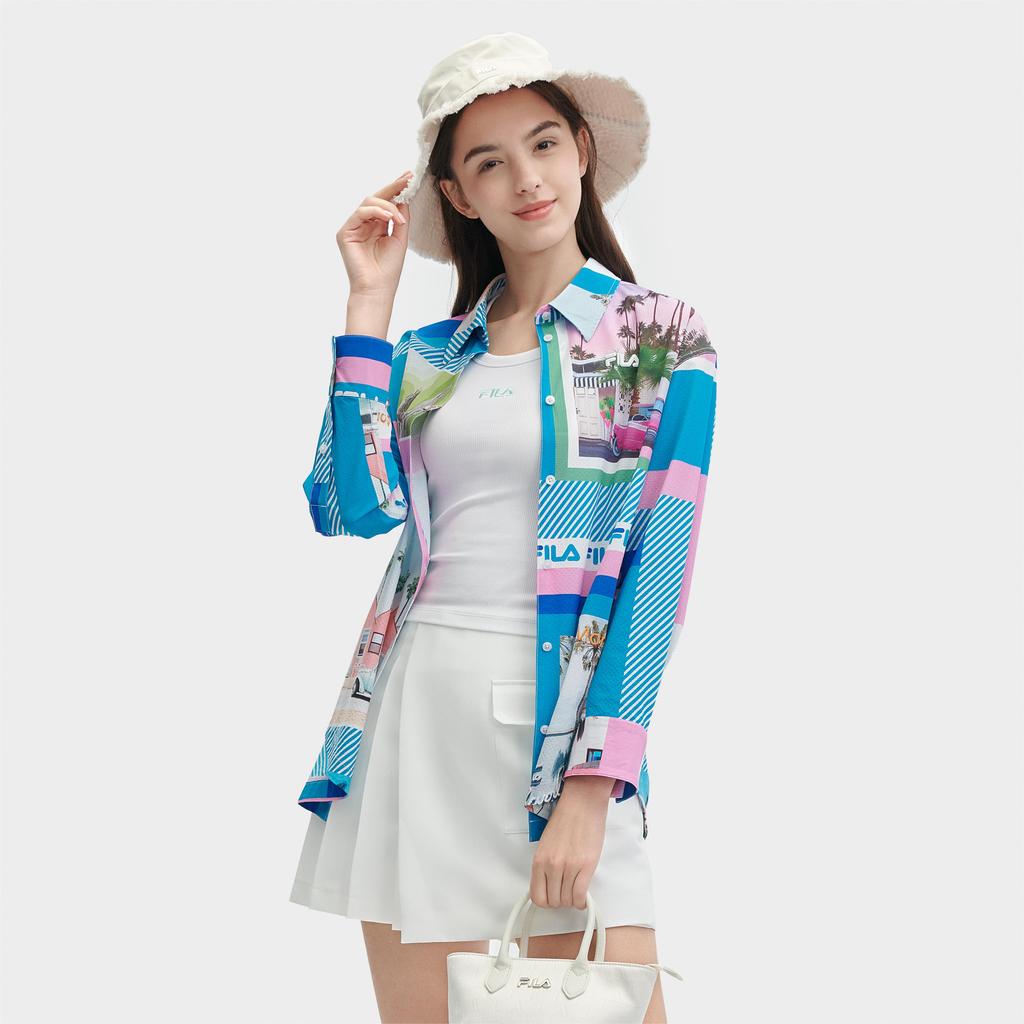 New FILA SS24 Shirt Women's All Over Print F11W428402FZA