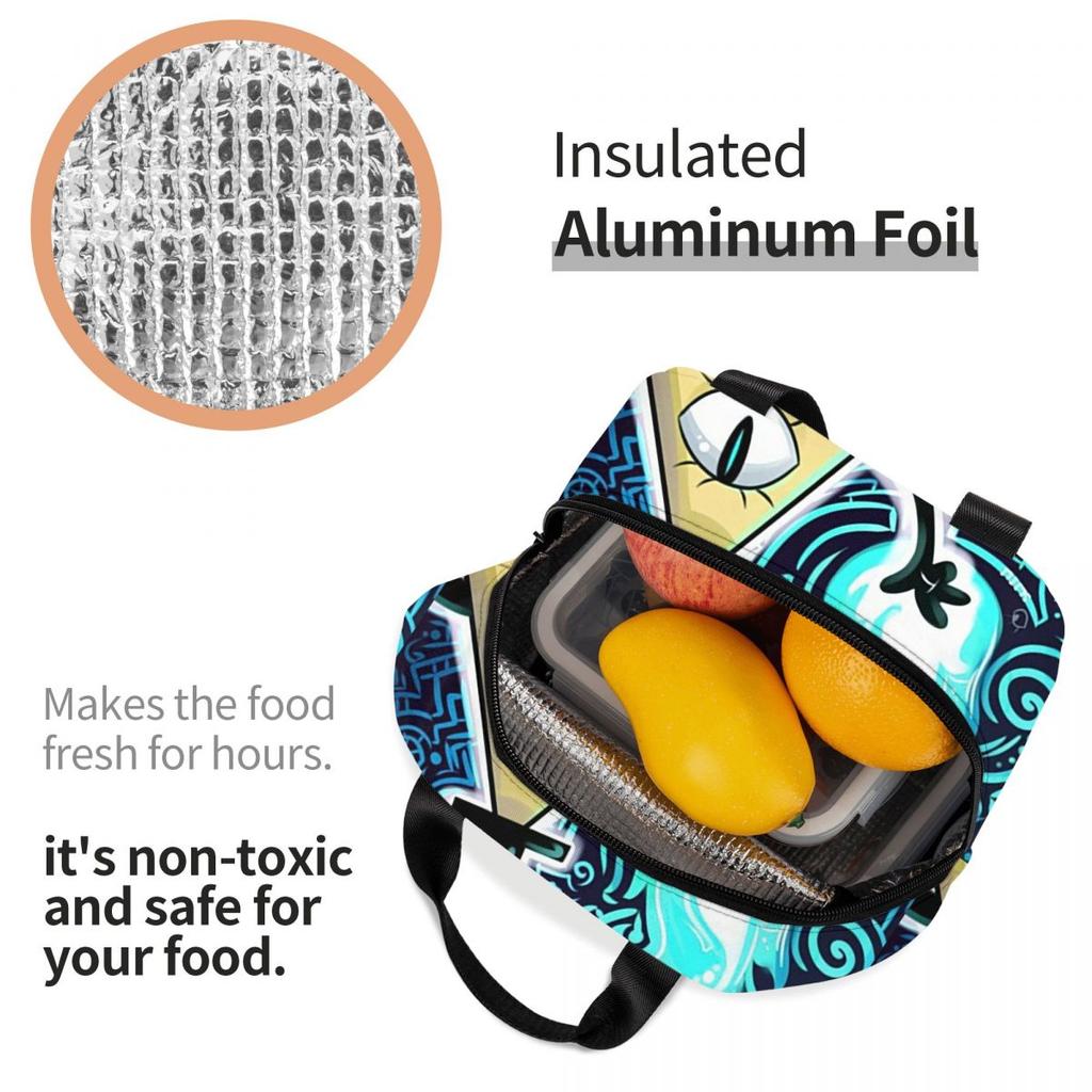 Cartoon Gravitys Falls Insulated Lunch Bag for Kids School Cooler Thermal Food Box Tote Leakproof Lunch Boxes Container