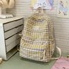 Backpack Women's Fashion Plaid Backpack Junior High School High School Student School Bag Lightweight Backpack