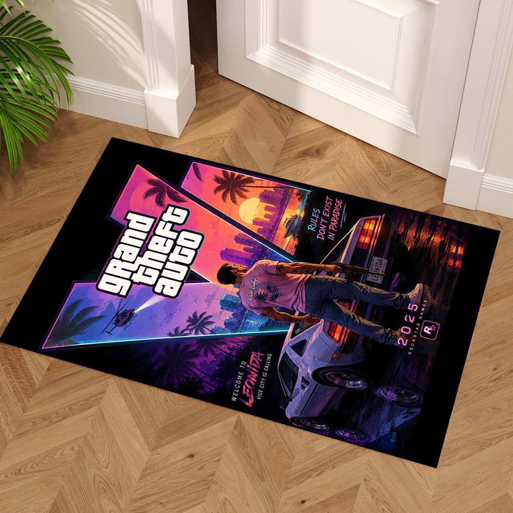 Grand Theft Auto Floor Rug Office Rug Design for Living Rooms Dining Room Bedrooms Playrooms Antislip Carpet Anime Office Decor