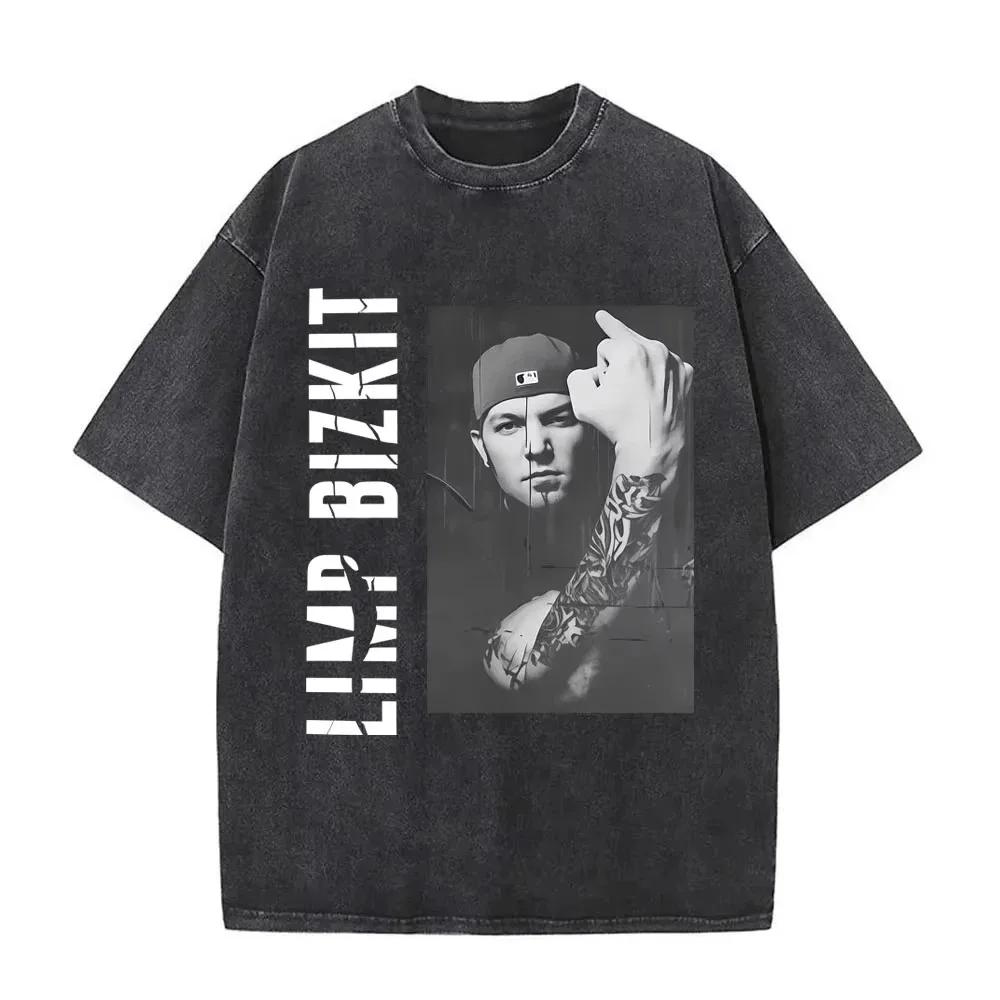 Rocková Kapela Limp Classic Album Plakát Bizkit Grafický Potisk Tričko Pánské Dámské Prané Vintage Streetwear Hip Hop Ležérní Oversize Tričko