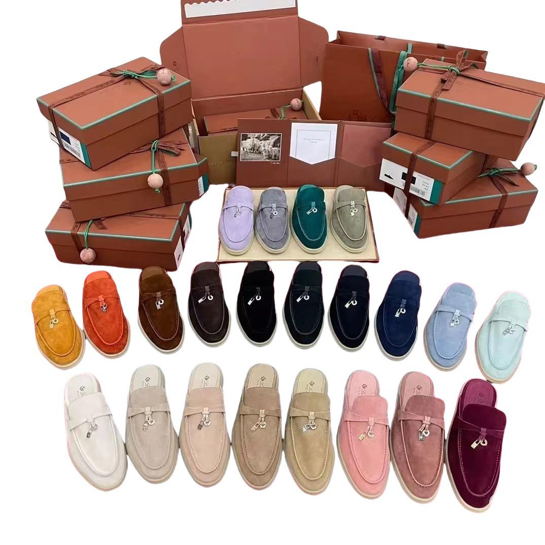 

LP Women s Genuine Leather Backless Loafers - Spring Retro Slip-On Flats 35