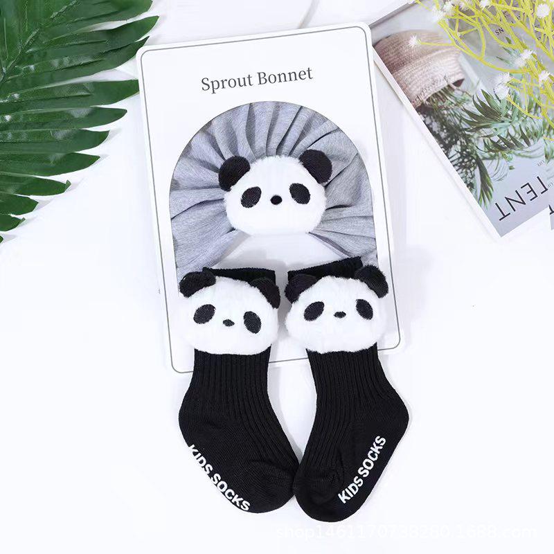 Autumn/Winter Cute Cotton Baby Hat & Sock Set - Newborn Skull Cap for Girls & Boys