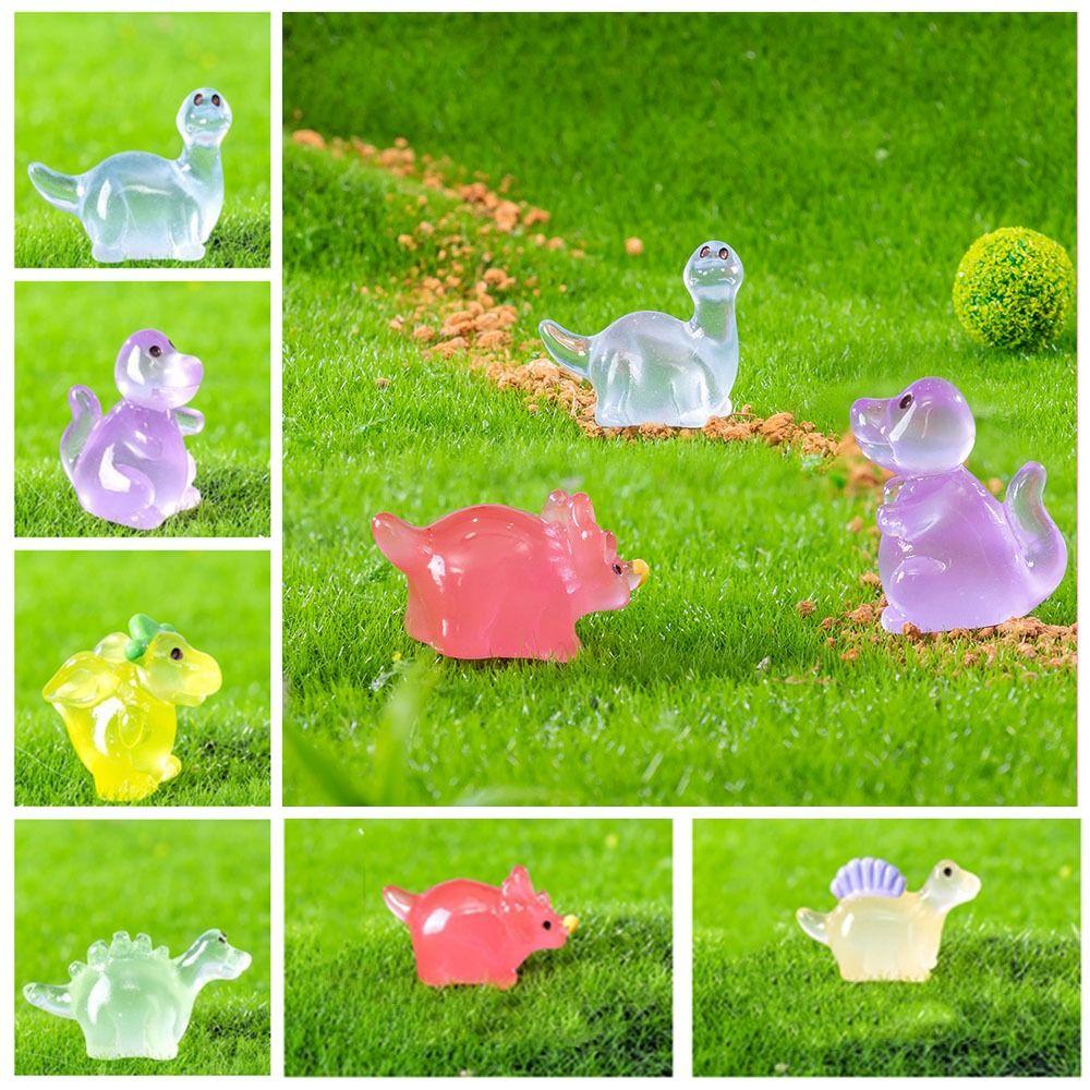 Cartoon Noctilucent Dinosaur Figurines Resin Crafts Micro Landscape Decoration  Desk Bonsai Decor