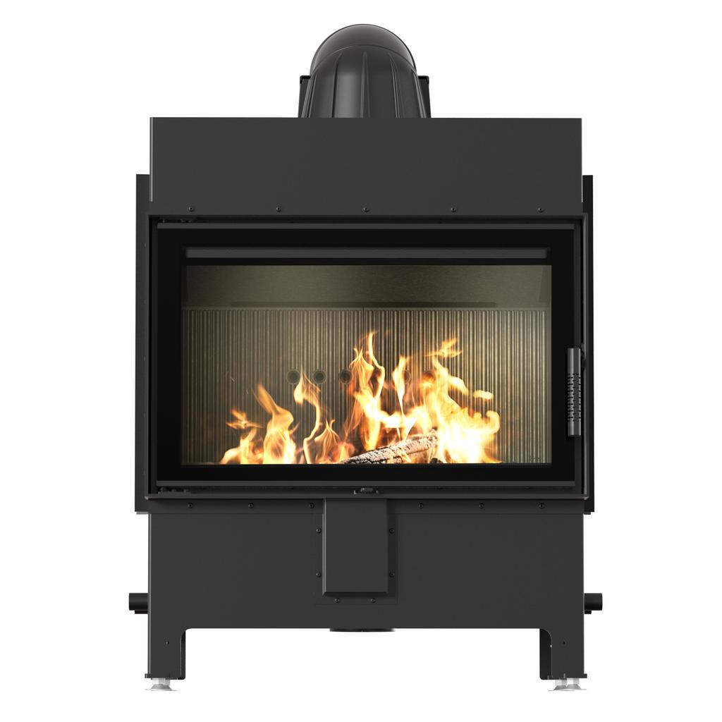 Steel Fireplace KRATKI LUCY 14 kW Ø 200 Black Thermotec Self Closing Door