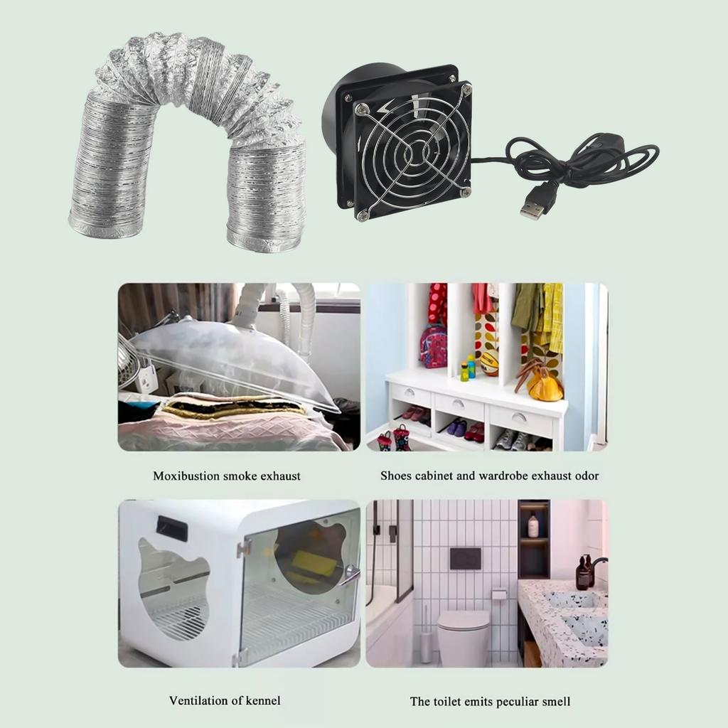 Air Circulation Fan Air Volume 44CFM Fan Duct Exhuast Fan Compact Size High-speed Sturdy And Practical USB Charging