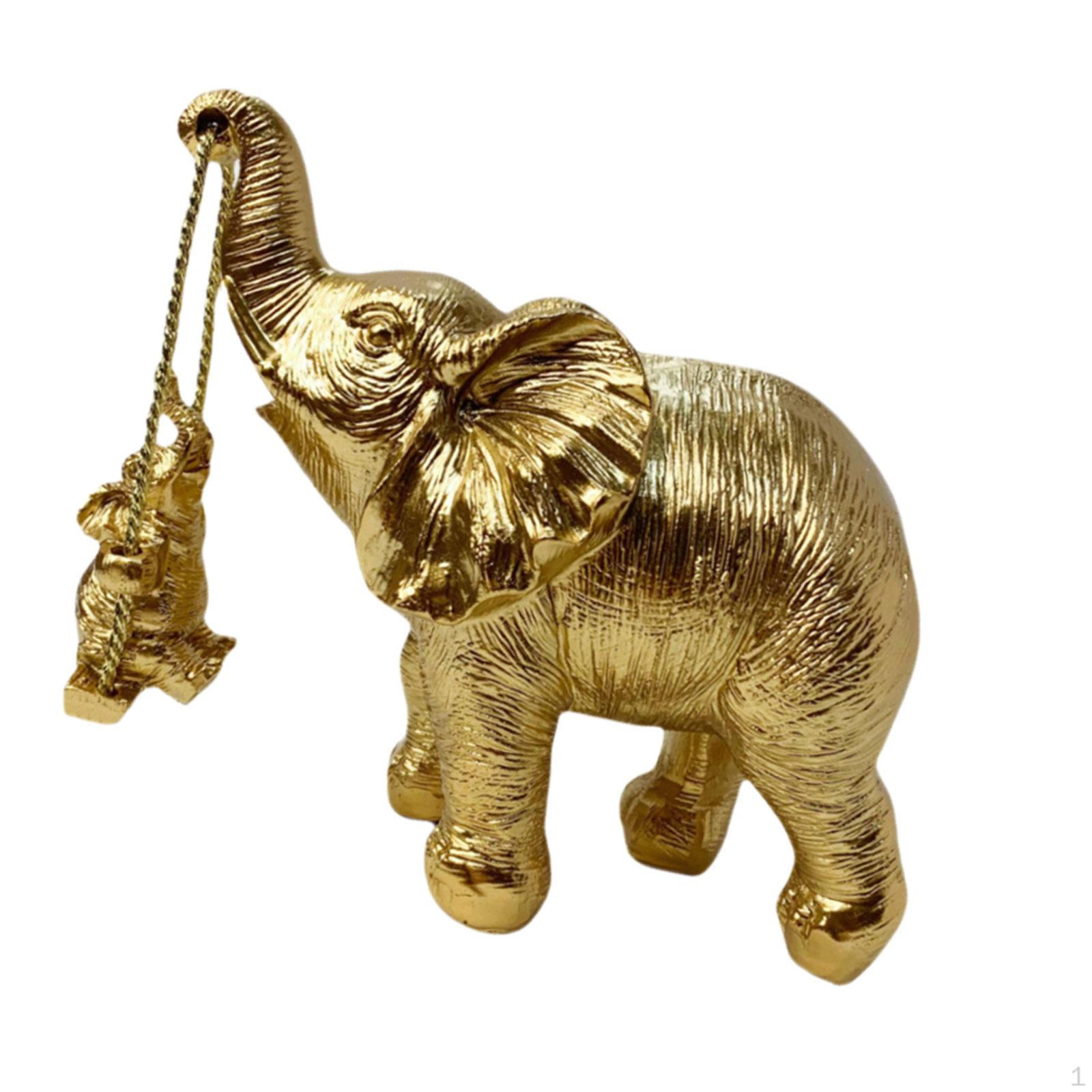 

Скульптура животного, статуя слона, произведение искусства для домашнего декора, украшение из смолы, статуэтка для гостиной золотой