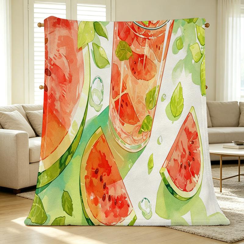 Watermelon Series Flannel Blanket Thick, Soft & Warm, Ideal for Home, Office Naps, Guest Rooms, Single Use, Great for Christmas & Halloween