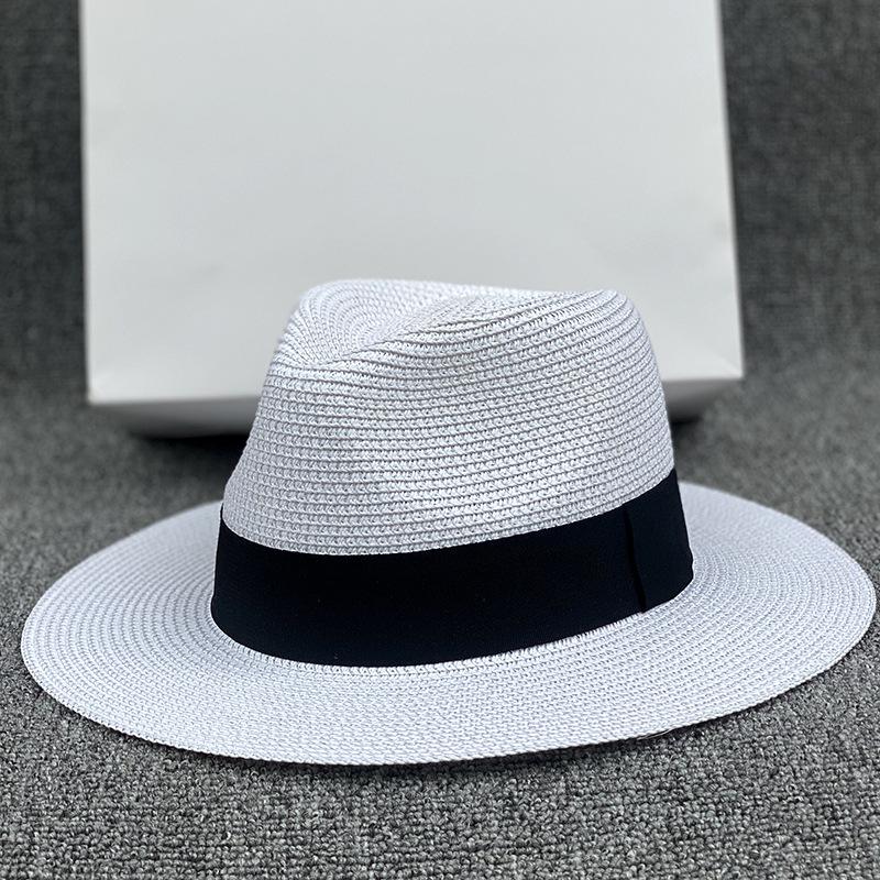 Charm Clothings Women's Black Size Pepper Straw Top Hat Jazz Straw Hat Sun Hat Summer Trendy Hat Sun Protection Panama 56-58Cm